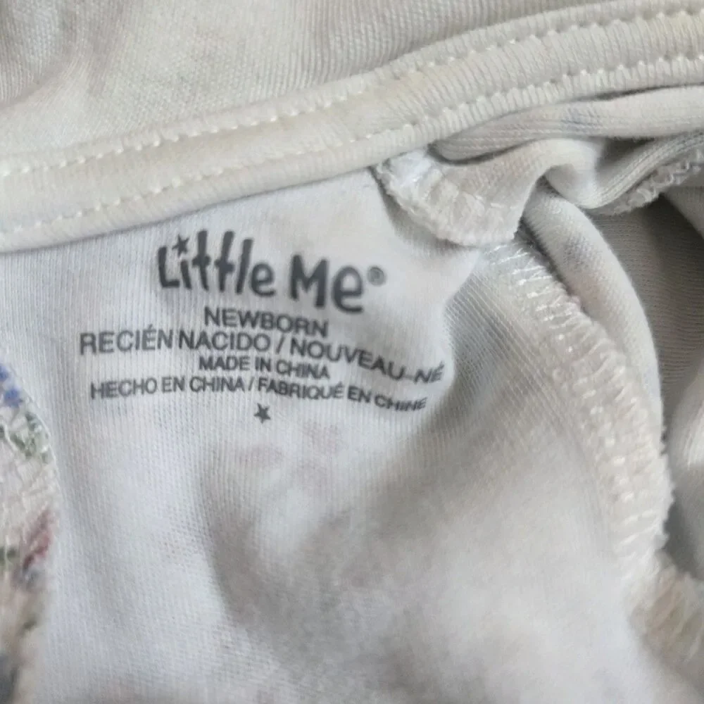 Little Me Newborn Girl NB 3Pc Lot Pima Cotton Floral Footie Sleeper Romper Set